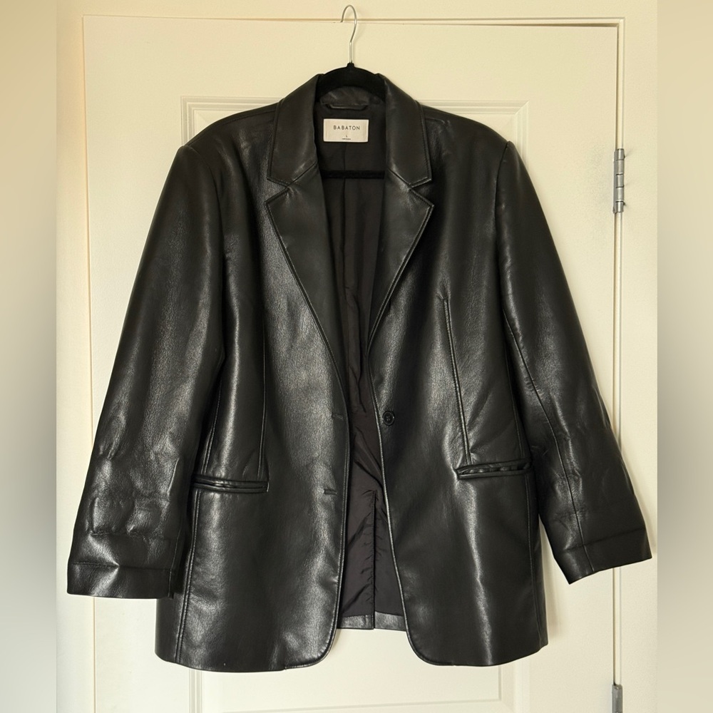 Babaton Aritzia Black Leather Blazer